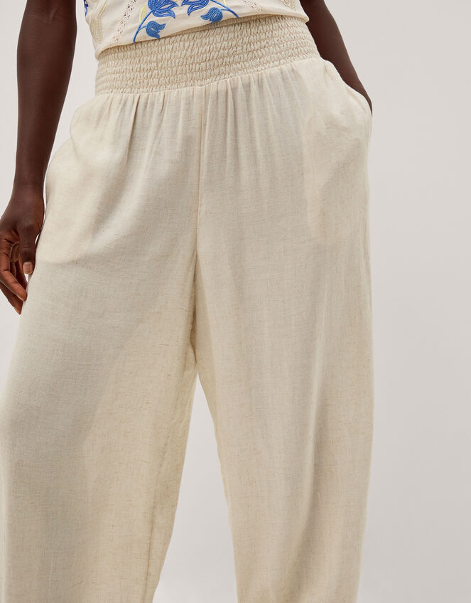 Reese Linen Blend Harem Trousers, Natural (NATURAL), large