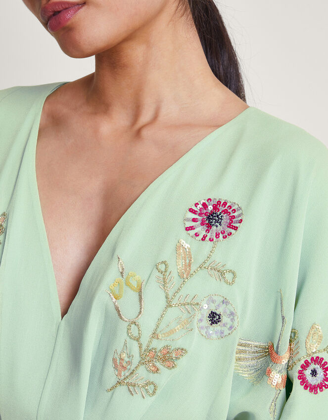 Rosalie Hand-Embellished Dress, Green (GREEN), large