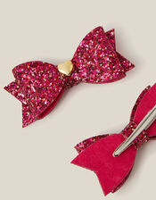 2-Pack Glitter Bow Hair Clips, , large