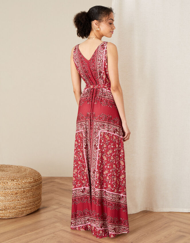 Scarf Print Jersey Maxi Dress, Red (RED), large