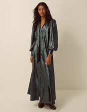 Madelyn Metallic Midi Dress, Green (GREEN), large