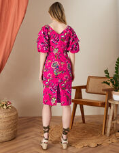 Blaize Printed Shift Dress in Sustainable Cotton, Pink (PINK), large
