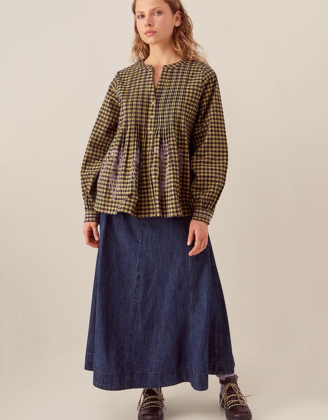 East Dilly Gingham Cotton Blouse, Multi (MULTI), large