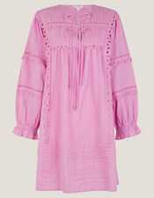 Cosima Pintuck Broderie Mini Dress, Purple (LILAC), large