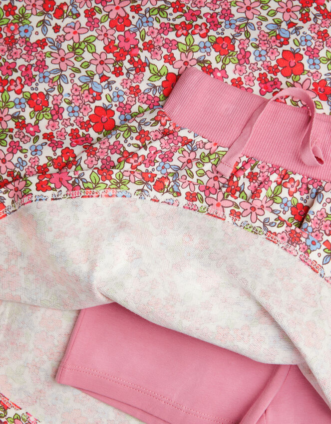 Ditsy Floral Sweatshirt and Skort Set, Pink (PINK), large