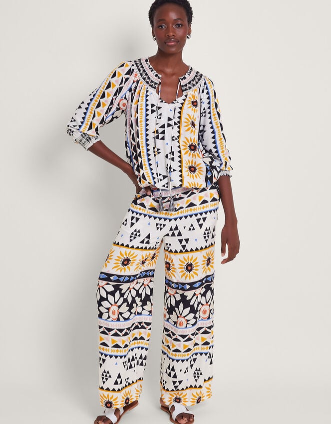 Corey Print Trousers, Ivory (IVORY), large
