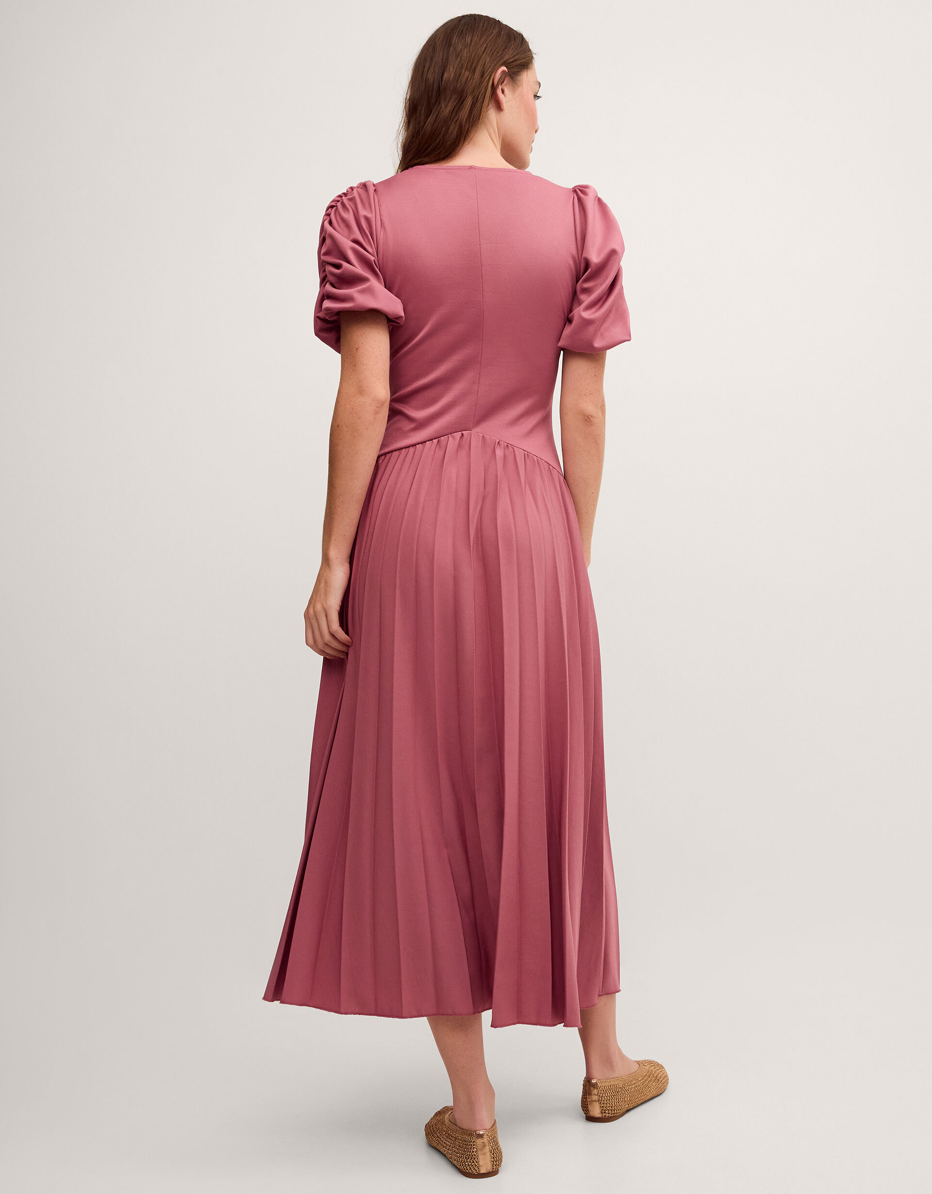 Mindy Pleated Jersey Midi Dress Pink | Midi Dresses | Monsoon US.