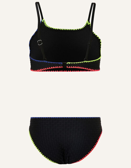 Stitchy Textured Bikini Set, Black (BLACK), large