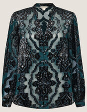 Darcy Devore Blouse, Teal (TEAL), large