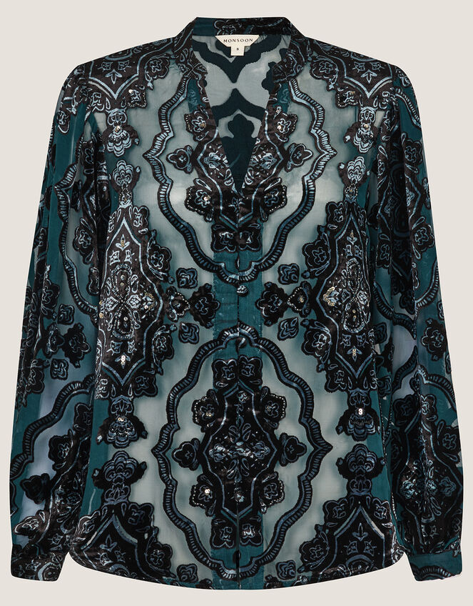 Darcy Devore Blouse, Teal (TEAL), large