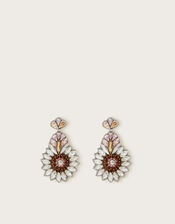 Gemstone Floral Drop Earrings, , large