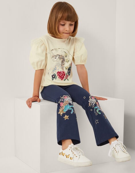 Unicorn Embellished T-Shirt, Ivory (IVORY), large