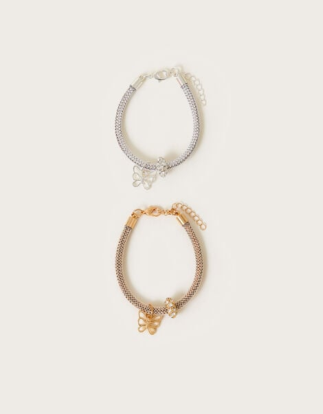 2-Pack Diamante Butterfly Tube Bracelets, , large