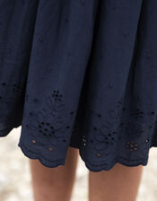 Frugi Serena Schiffli Dress, Blue (NAVY), large