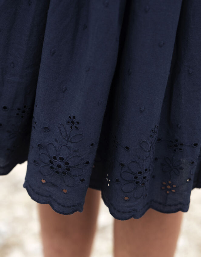 Frugi Serena Schiffli Dress, Blue (NAVY), large