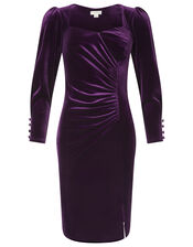 Emily Stretch Velvet Shift Dress, Red (WINE), large