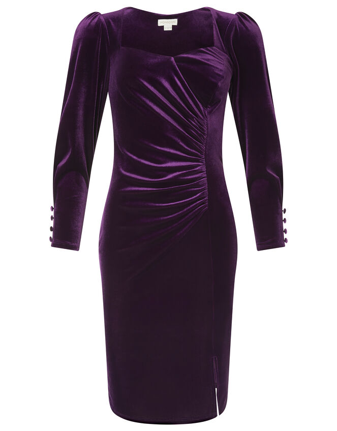 Emily Stretch Velvet Shift Dress, Red (WINE), large