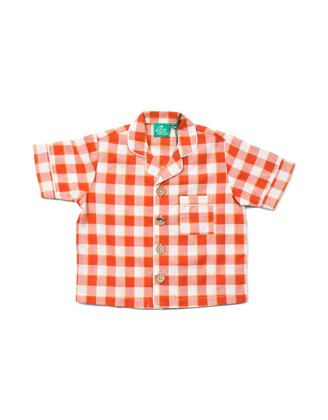 Little Green Radicals Check Print Button Through Pyjama Set, Red (RED), large