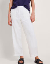 Parker Short-Length Linen Pants, White (WHITE), large