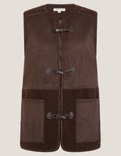 Teri Borg Duffle Vest, Brown (CHOCOLATE), large