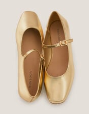 Crista Mary Jane Ballet Flats, Gold (GOLD), large