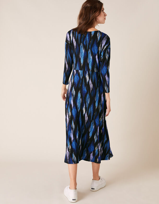 Geo Print Jersey Midi Dress, Blue (BLUE), large