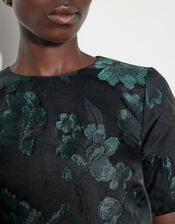 Julie Jacquard Short Sleeve Crop Top, Green (GREEN), large