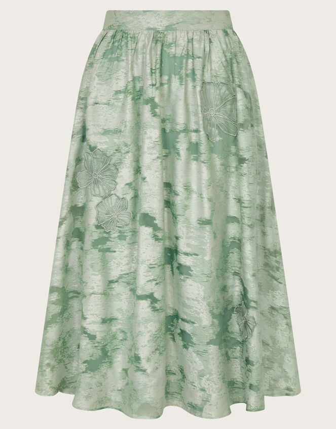 Josie Floral Jacquard Midi Skirt, Green (SAGE), large