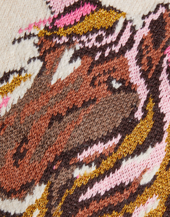 Intarsia Horse V-Neck Cardigan, Camel (OATMEAL), large