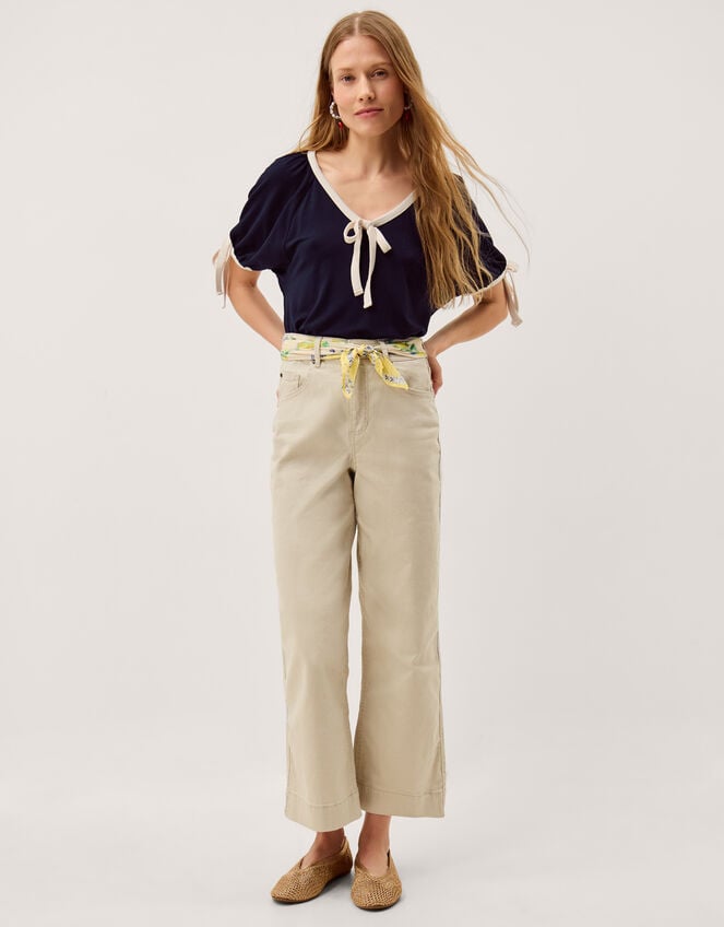 Taylor Contrast Bow Jersey T-Shirt, Blue (NAVY), large