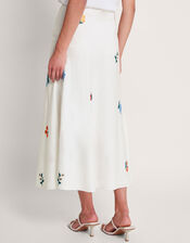 Piera Embroidered Midi Skirt, Ivory (IVORY), large