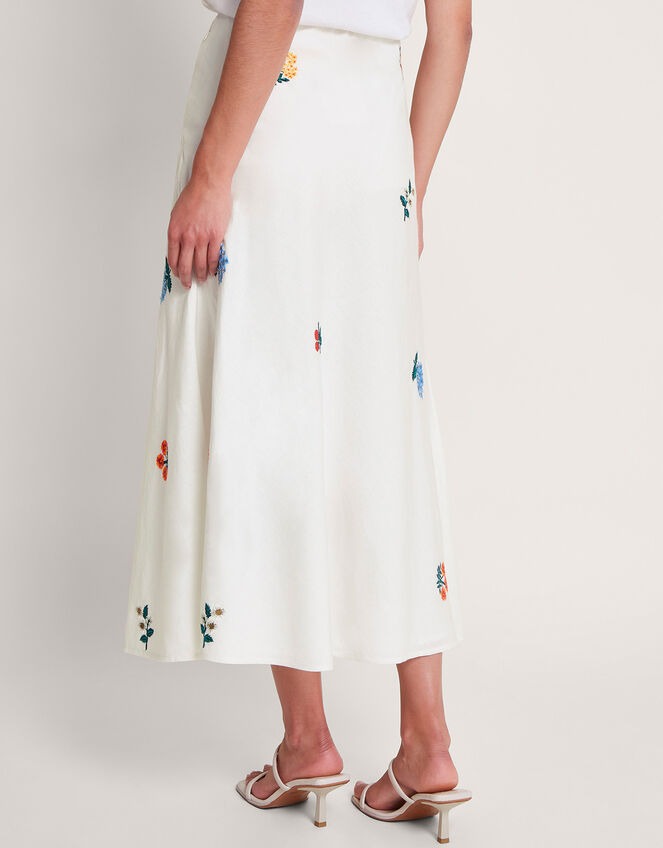 Piera Embroidered Midi Skirt, Ivory (IVORY), large