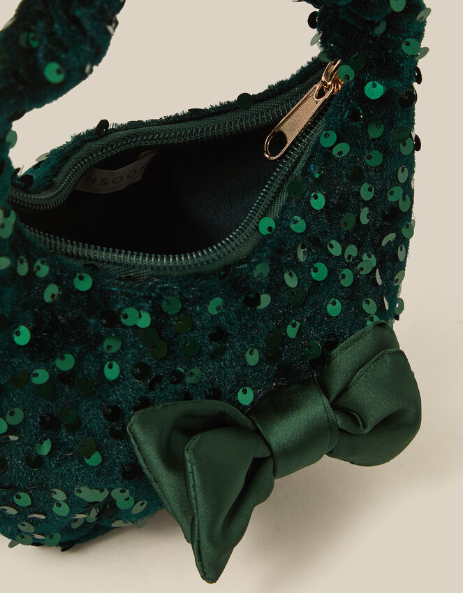 Bow Sequin Velvet Bag, , large