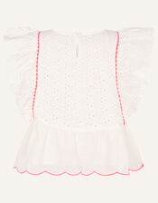 Frill Broderie Top, Ivory (IVORY), large