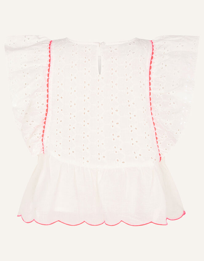 Frill Broderie Top, Ivory (IVORY), large
