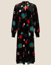 Saffron Starburst Midi Dress, Black (BLACK), large