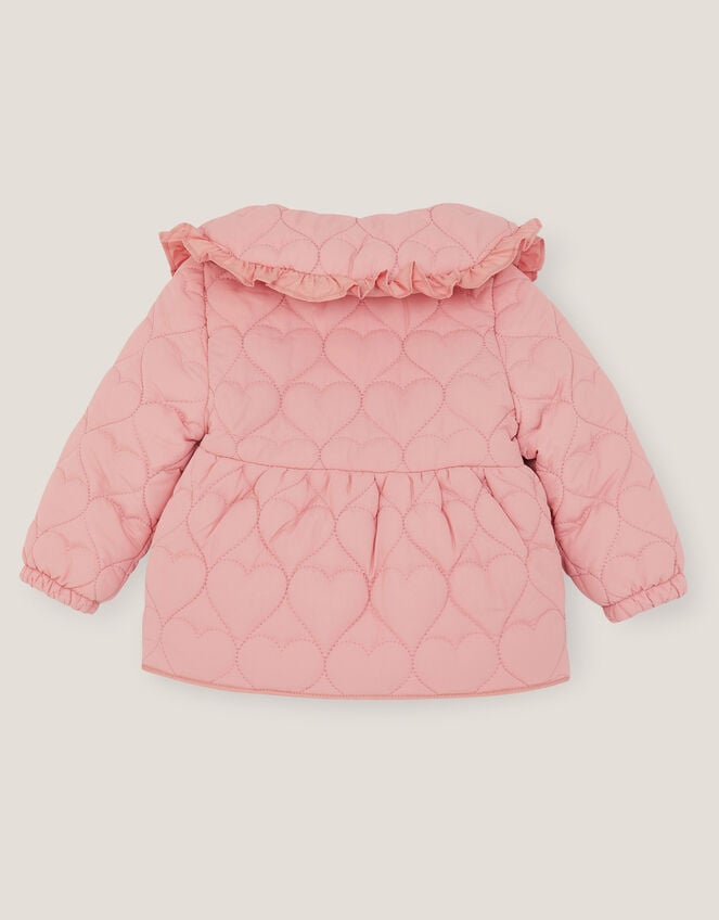 Baby Embroidered Heart Quilted Coat, Pink (PINK), large