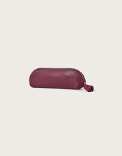Leather Pencil Case, Red (BERRY), large