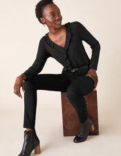Ruffle Long Sleeve Blouse with LENZING™ ECOVERO™, Black (BLACK), large