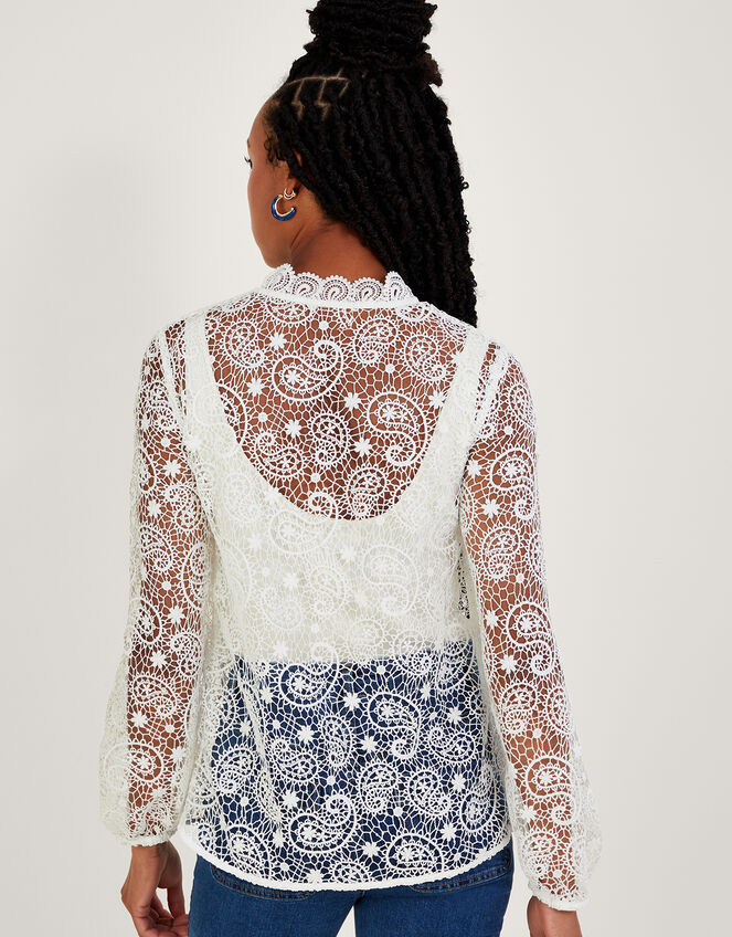 Kate Paisley Lace Blouse, Ivory (IVORY), large