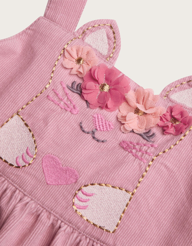 Baby Corduroy Cat Pinafore and Top, Pink (PINK), large