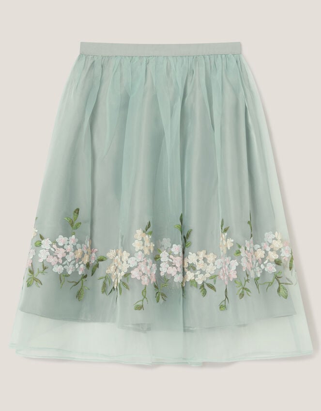Floral Embroidered Party Skirt, Green (SAGE), large