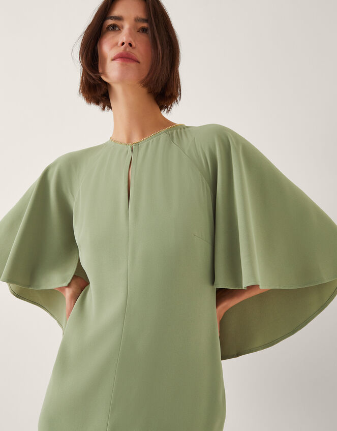 Cassandra Cape Sleeve Midi Dress, Green (SAGE), large