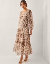 Leona Leopard Print Maxi Dress, Brown (BROWN), large