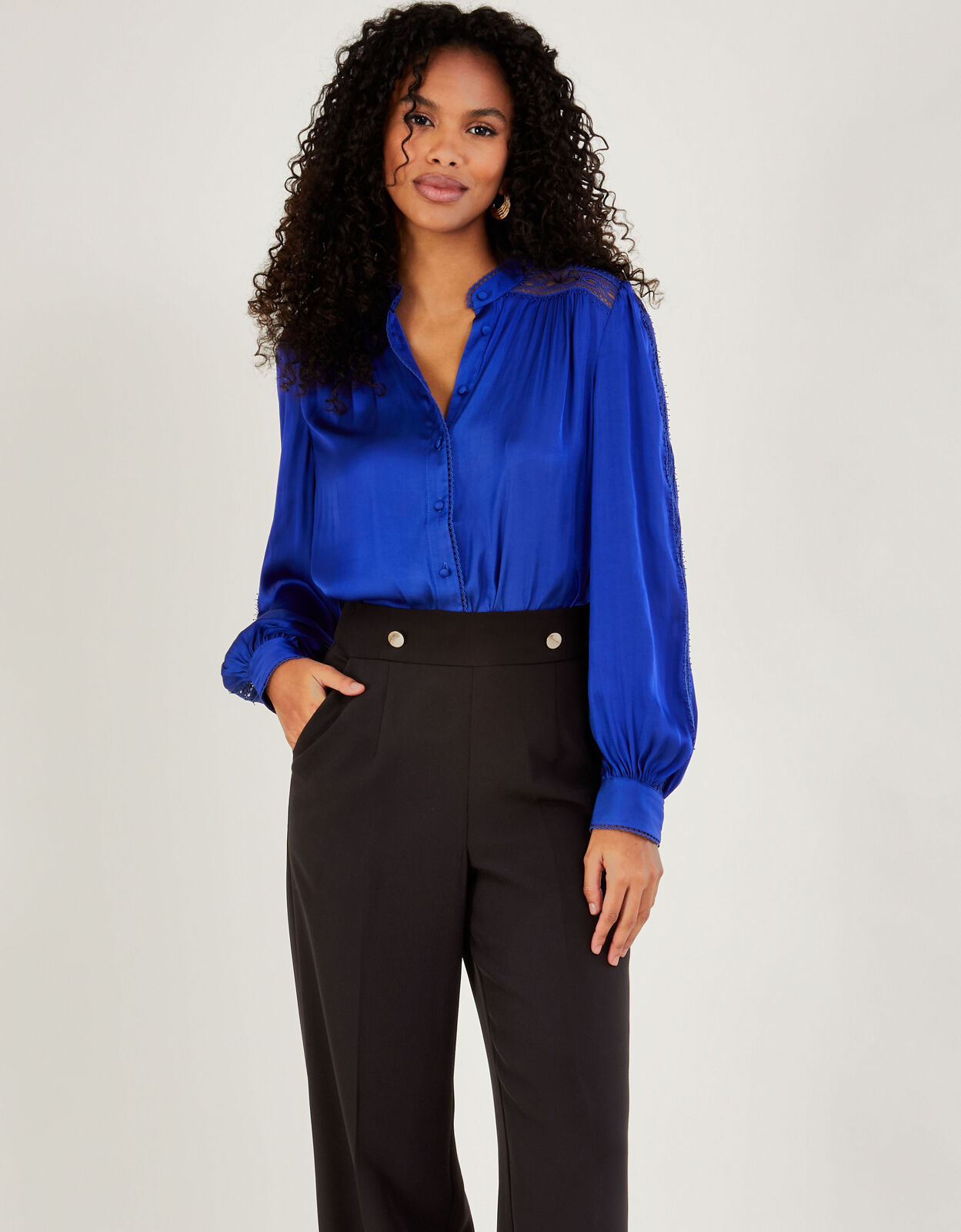 Beth Satin Blouse Blue