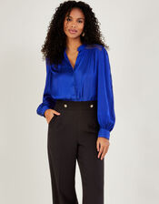 Beth Satin Blouse	, Blue (COBALT), large