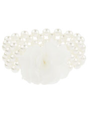 Flower and Pearl Stretch Bracelet, , large