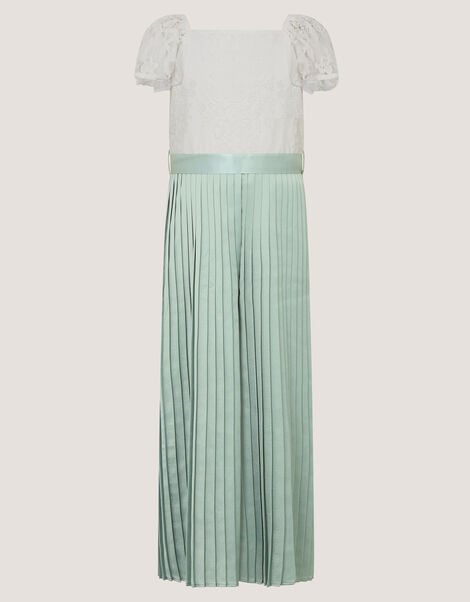 Lace Pleated Jumpsuit, Green (SAGE), large