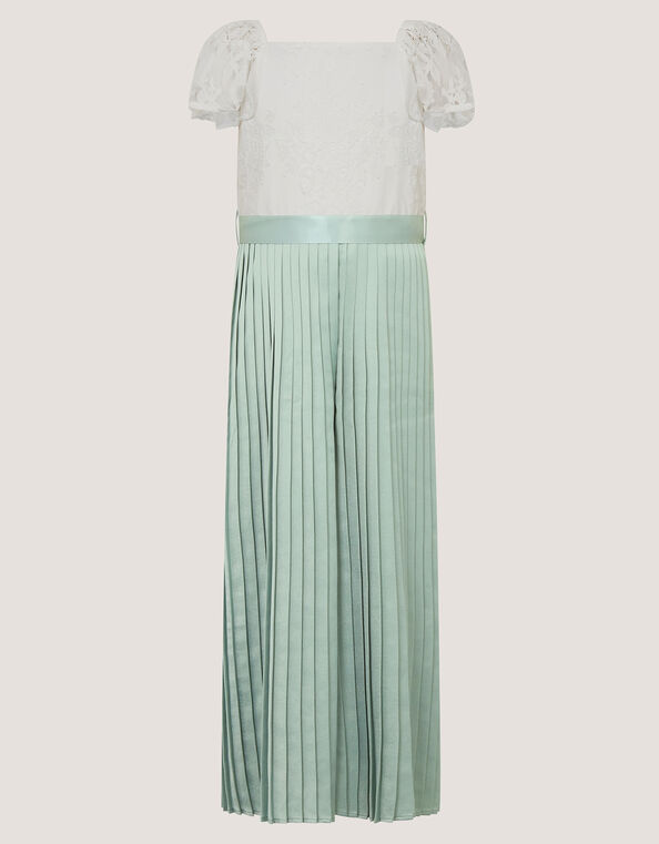 Lace Pleated Jumpsuit, Green (SAGE), large
