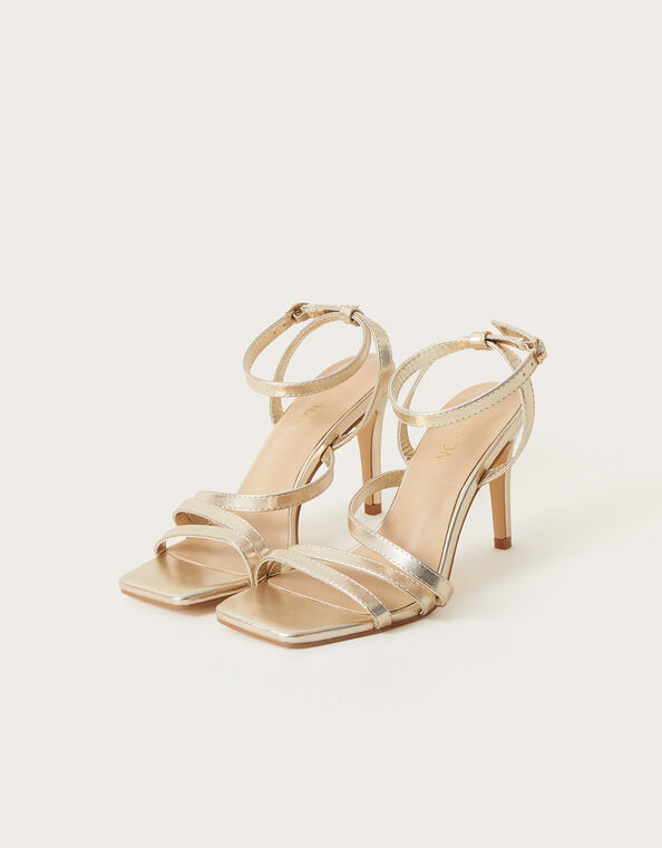 Strappy Square Toe Sandals, Gold (GOLD), large
